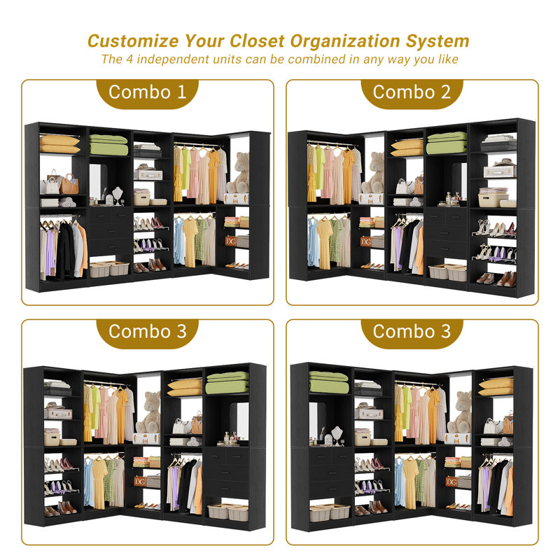 Latitude Run® Navada Freestanding Closet System with Mirror | Wayfair